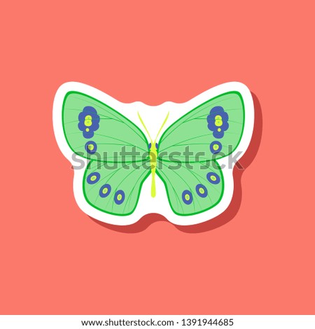 butterfly paper sticker on stylish background
