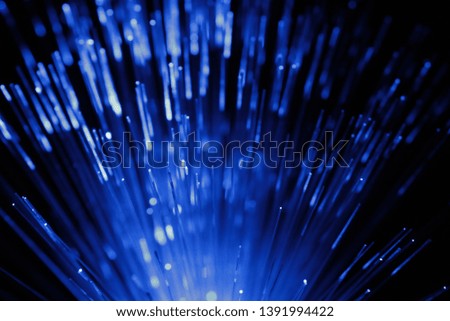 Abstract view of Optical Fibers of blue color