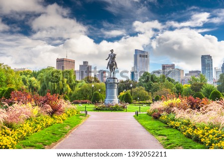 George Washington Monument at Public Garden in Boston, Massachusetts. (Equestrian Statue of George Washington unveiled July 3, 1869)