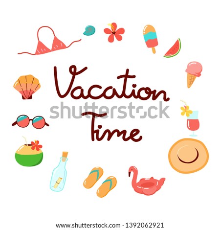 Items that need to be used for a vacation in the sea tourism,background,wallpaper,vector,illustration.