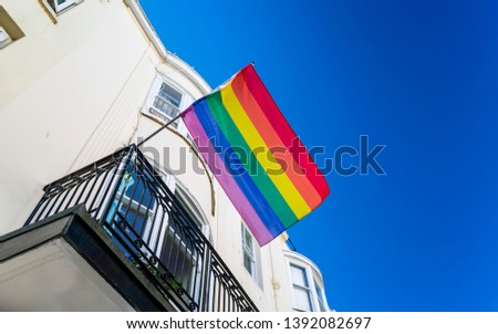 Pride flag in Brighton, East Sussex, England, United Kingdom, Europe