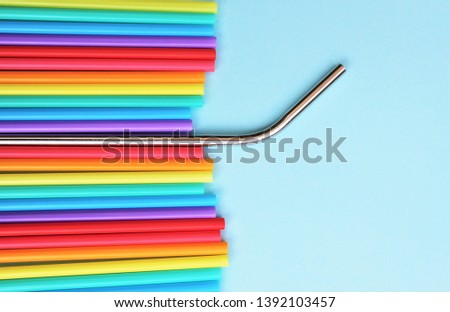 straw straws plastic free metal reusable plastic drinking background colourful  full screen plastic free ban stock photo, stock photography, stock photograph, 