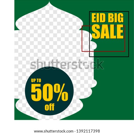 simple vector banner of Eid Mubarak Sale design tag with 50% discount. Website Sale Banner Design  for eid festivals.green
