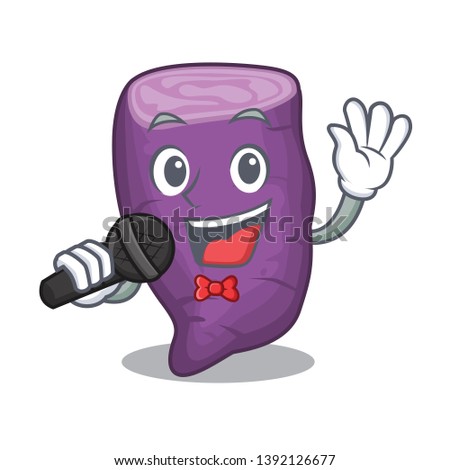 Singing purple sweet potato in mascot basket