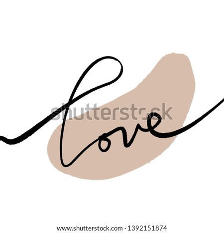 Love lettering. Modern ink sketch with abstract shapes. Vector Clip Art