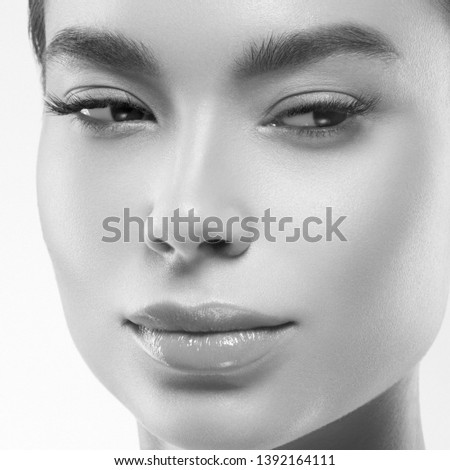 Monochrome woman beauty face closeup