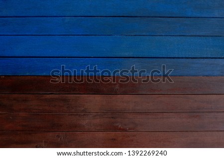 Brown and blue wooden floor texture background.