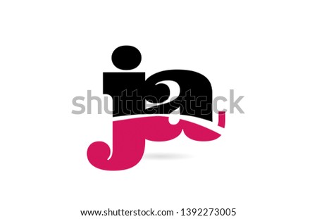 ja j a pink and black alphabet letter combination suitable as a logo icon design for a company or business