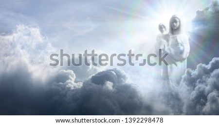 Apparition Of The Virgin Mary And Baby Jesus In The Clouds
 Royalty-Free Stock Photo #1392298478