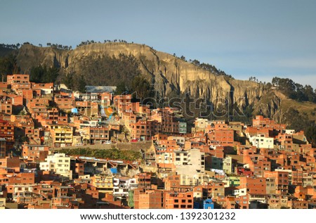 Aerial View of the Hillside Residential Area of La Paz, Bolivia, South America