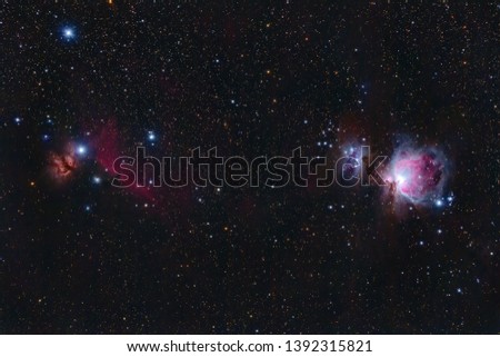 Horsehead, Flame, Running Man and The Orion nebulae in constellation Orion