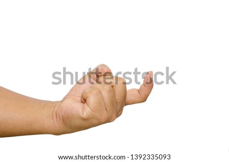 Man hand beckon in isolated with white background