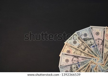 Mandala kaleidoscope from money. Abstract money background raster pattern repeat mandala circle. On black background.