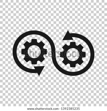 Development icon in transparent style. Devops vector illustration on isolated background. Cog with arrow business concept. Royalty-Free Stock Photo #1392385235