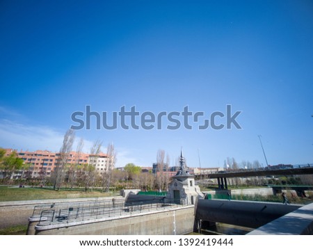 The Manzanares river in Madrid, Spain, Europe.