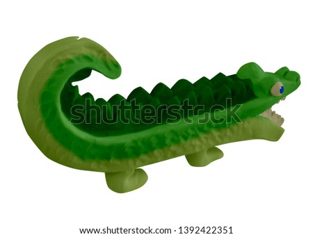 Cute crocodile  handmade with plasticine. Isolated on white background – Image