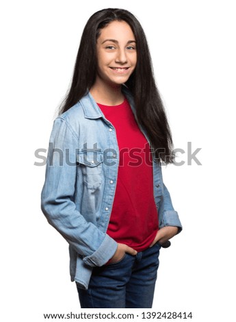 Portrait of a beautiful teenage girl isolated on white background