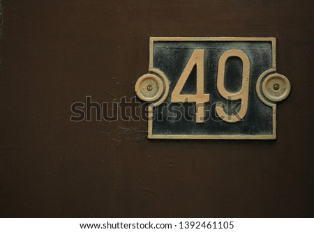 Door number, gate , 49 brown