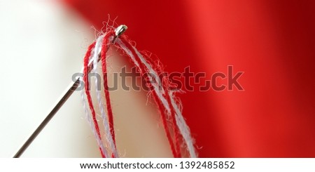Conceptual Macro, Illustration for reconciliation, Red and White Needle, at Indonesia Flag