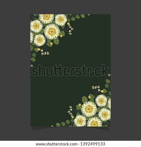 Common size of floral greeting card and invitation template for wedding or birthday anniversary, Vector shape of text box label and frame, Colorful flowers wreath ivy style with branch and leaves.