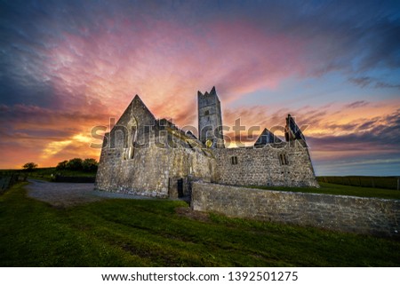 Rosserk Abbey Rosserk Abbey Ballina, Killala, in Co. Mayo during the sunset Royalty-Free Stock Photo #1392501275