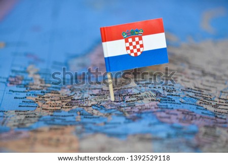 Map with flag of Croatia