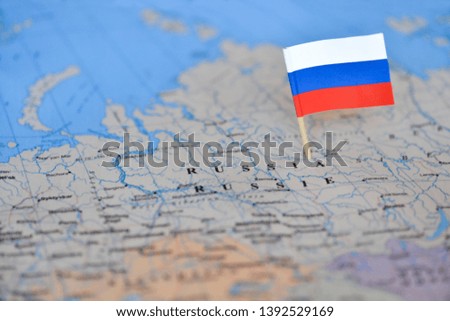 Map with flag of Russia