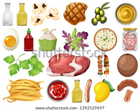 Set of different food illustration