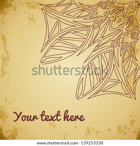 Invitation card on grunge background with lace ornament