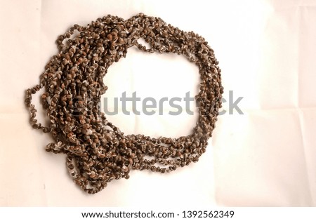 frame made of coffee beans isolated on white, digital photo picture as a background