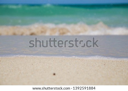 Soft beautiful ocean wave on sandy beach. Background. Beautiful white sand beach and tropical sea - Image