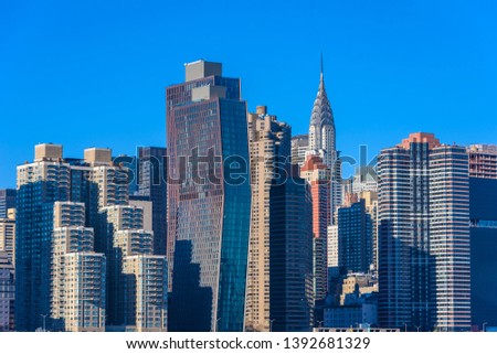 View from East Side River - Manhatten Skyline of New York, USA