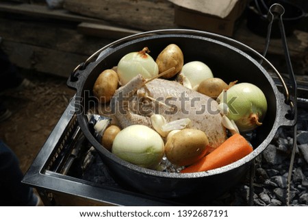 Grilled chicken and vegetable outdoor