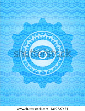 phone icon inside water wave representation style badge.