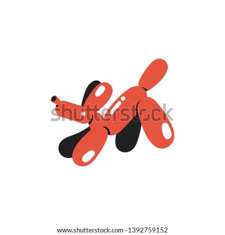 Clipart of a red dog balloon set on an isolated white background and viewed from the side  vector  color drawing or illustration
