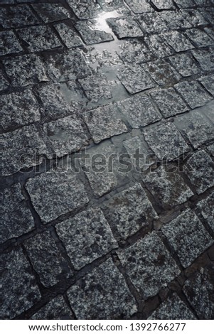 tile in the pavement in the street in Bilbao city Spain, sidewalk in the street