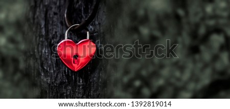 Red heart lock banner with space