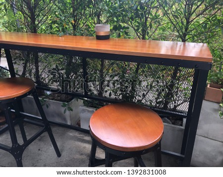 bar Tables and chairs of outdoor cafe