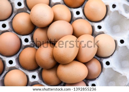 Main menu food, fresh chicken eggs  Lots on the paper box panel. - Background image