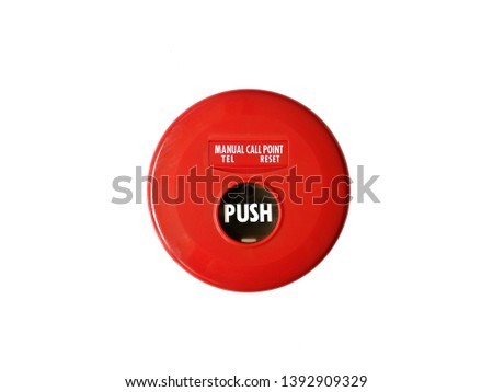 Red manual call point for fire alarm isolated on white background 