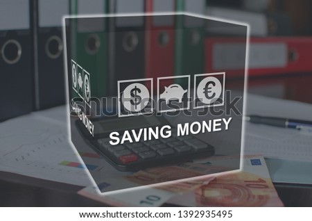 Saving money concept illustrated by a picture on background