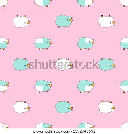 vector illustration of a sheep pattern, on light pink background