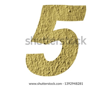 Number 5 with yellow wall on white background