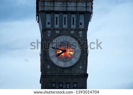 Baltimore clock tower night view detail