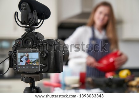 Female Vlogger Making Social Media Video About Cooking For The Internet