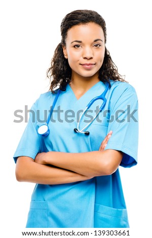 African american medical doctor smiling isolated on white background