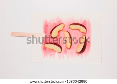 Apple slices in water color in the form of ice cream