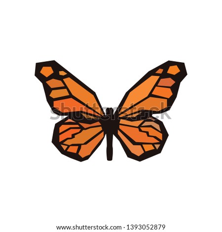 Petrified butterfly with colored wings from the prehistoric Jurassic period. Petrified butterfly with patterned wings vector eps10.