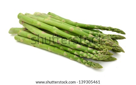 Fresh green asparagus on white Royalty-Free Stock Photo #139305461