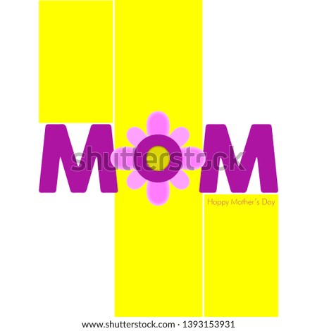 Happy mother day text with a flower for a greeting card- Vector
